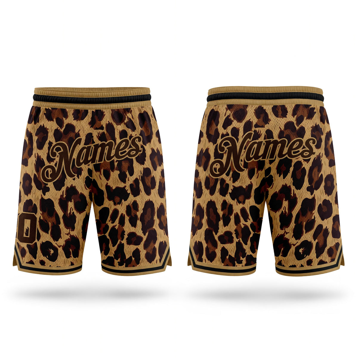 Custom Brown Brown-Old Gold 3D Pattern Design Leopard Authentic Basketball Shorts