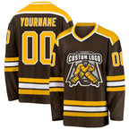 Custom Brown Gold-White Hockey Jersey photo 1