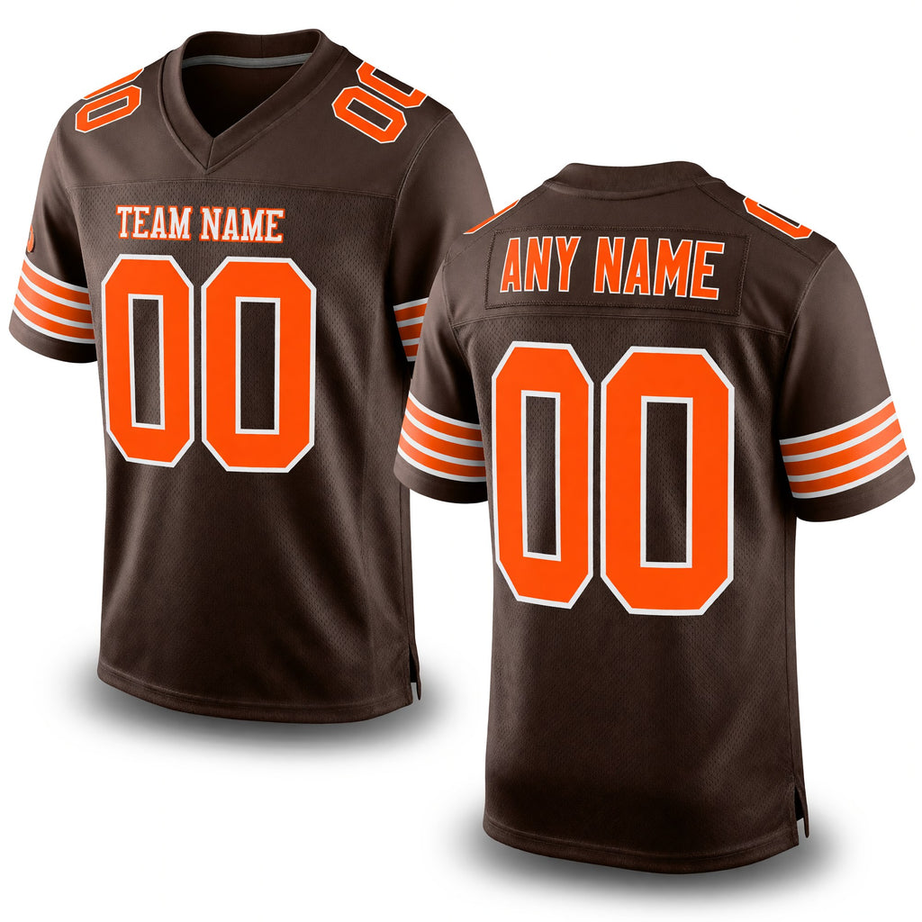 Custom Brown Orange-White Mesh Authentic Football Jersey