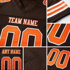 Custom Brown Orange-White Mesh Authentic Football Jersey detail
