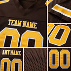 Custom Brown Old Gold-White Mesh Authentic Football Jersey detail