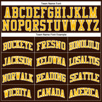 Custom Brown White Pinstripe Gold Authentic Basketball Jersey photo 2