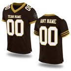 Custom Brown White-Old Gold Mesh Authentic Football Jersey