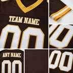 Custom Brown White-Old Gold Mesh Authentic Football Jersey detail
