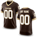 Custom Brown White-Old Gold Mesh Authentic Throwback Football Jersey