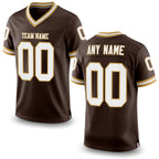 Custom Brown White-Old Gold Mesh Authentic Throwback Football Jersey