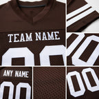Custom Brown White Mesh Authentic Football Jersey detail