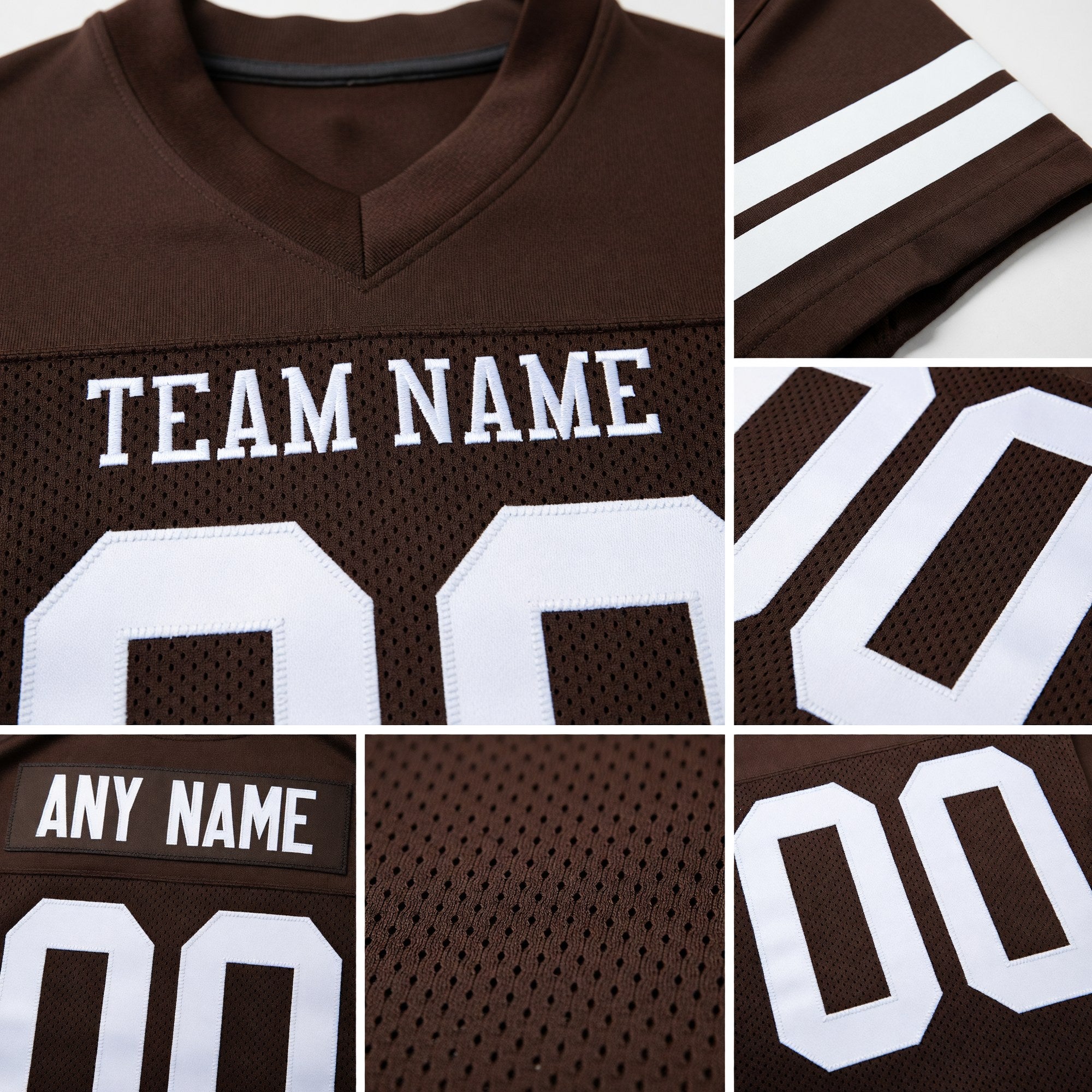 Custom Brown White Mesh Authentic Football Jersey detail