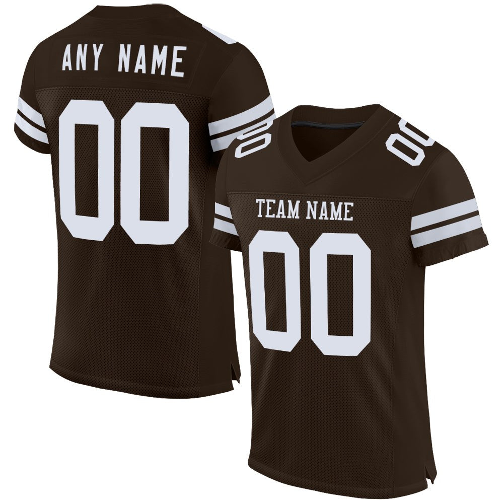 Custom Brown White Mesh Authentic Football Jersey photo 1
