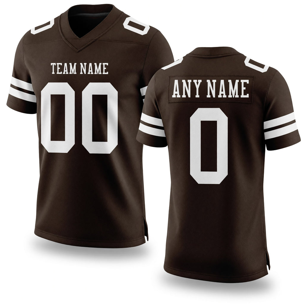 Custom Brown White Authentic Football Jersey