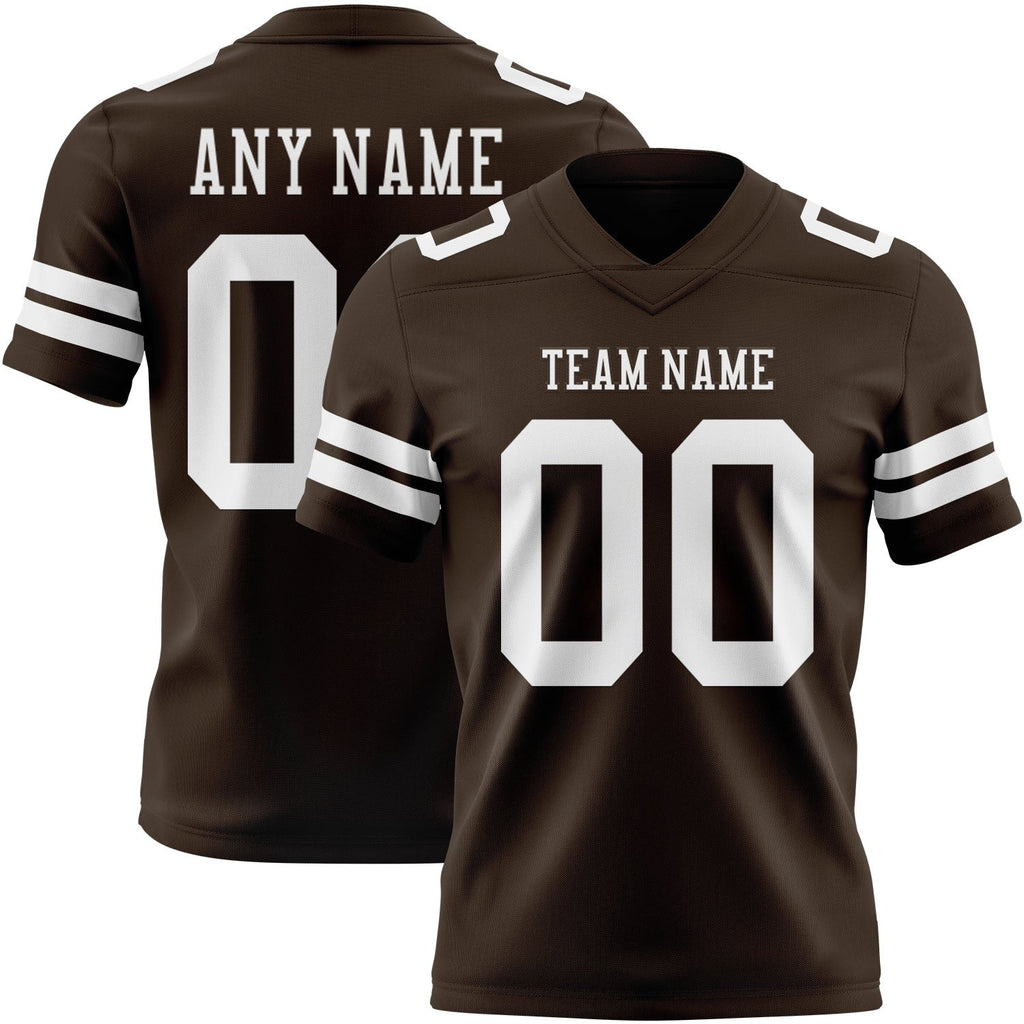Custom Brown White Authentic Football Jersey photo 1