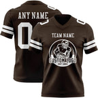 Custom Brown White Authentic Football Jersey photo 2