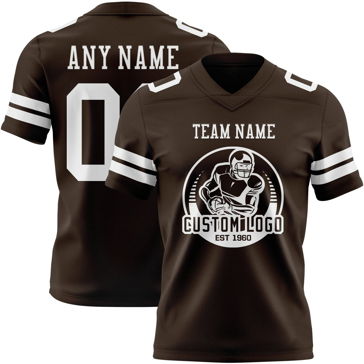 Custom Brown White Authentic Football Jersey photo 2
