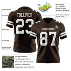 Custom Brown White Authentic Football Jersey photo 3