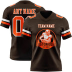 Custom Brown Orange-White Authentic Football Jersey photo 2