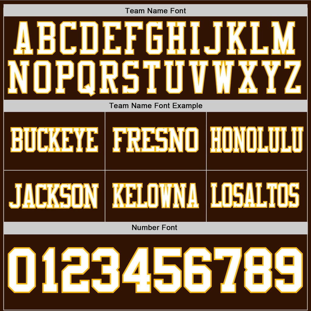 Custom Brown White-Gold Authentic Football Jersey photo 3