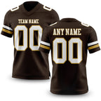 Custom Brown White-Old Gold Authentic Football Jersey