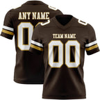 Custom Brown White-Old Gold Authentic Football Jersey photo 1