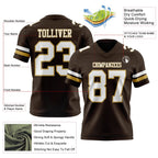 Custom Brown White-Old Gold Authentic Football Jersey photo 3