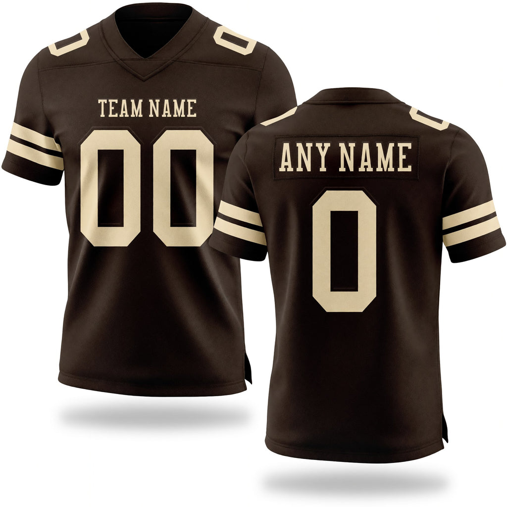 Custom Brown Cream Authentic Football Jersey