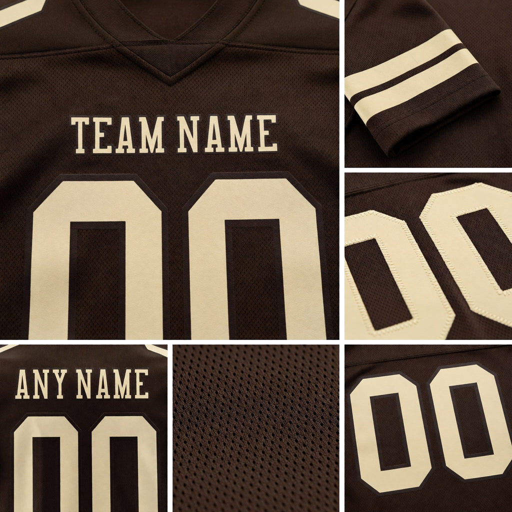 Custom Brown Cream Authentic Football Jersey detail