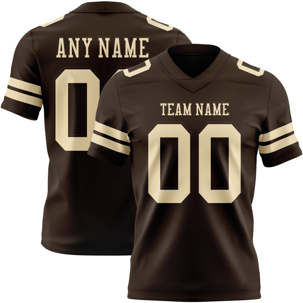 Custom Brown Cream Authentic Football Jersey photo 1