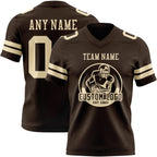 Custom Brown Cream Authentic Football Jersey photo 2