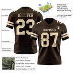 Custom Brown Cream Authentic Football Jersey photo 3