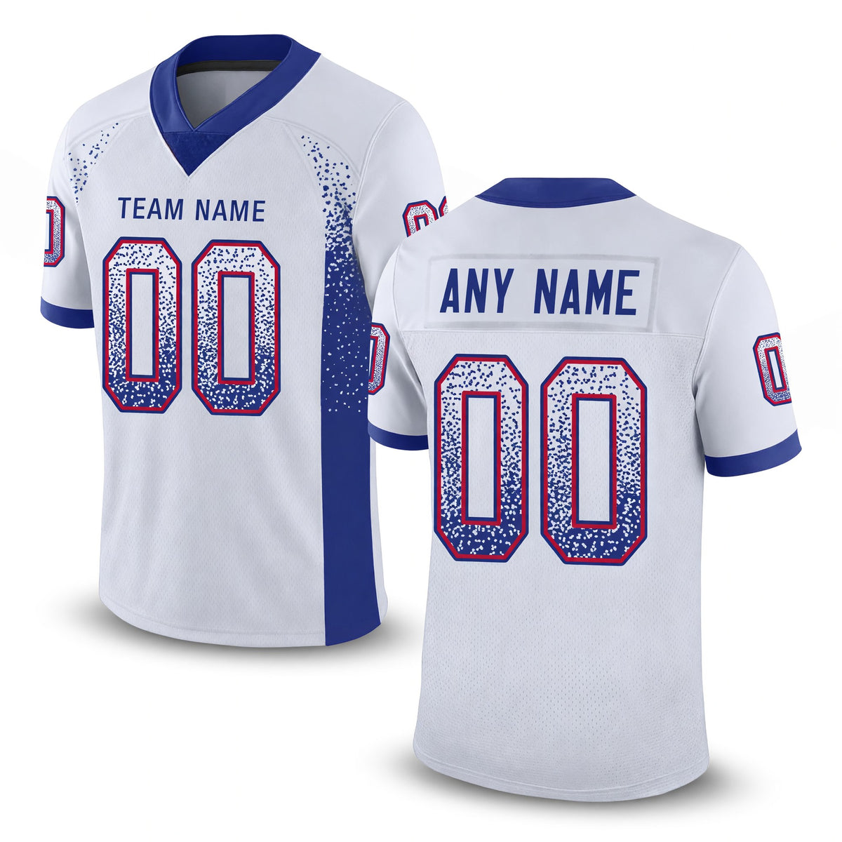 Custom White Royal-Red Drift Fashion Football Jersey