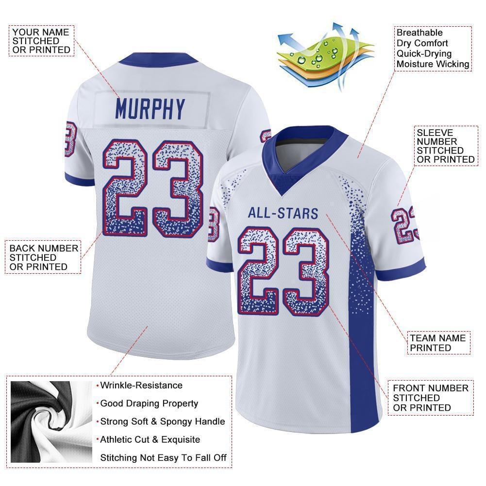Custom White Royal-Red Drift Fashion Football Jersey photo 2