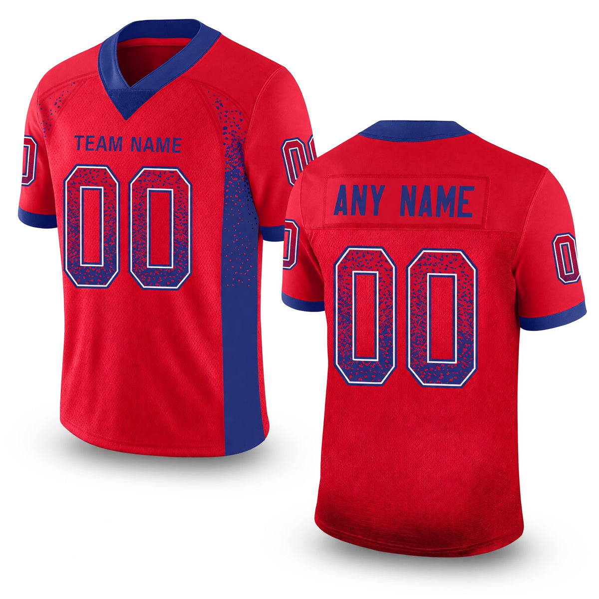 Custom Red Royal-White Drift Fashion Football Jersey