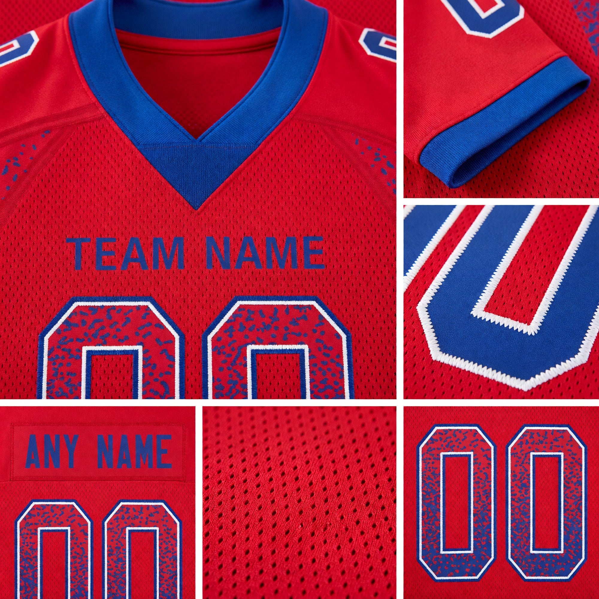 Custom Red Royal-White Drift Fashion Football Jersey detail