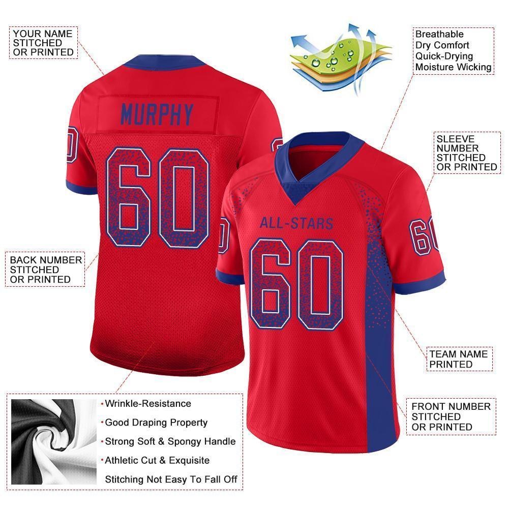 Custom Red Royal-White Drift Fashion Football Jersey photo 3