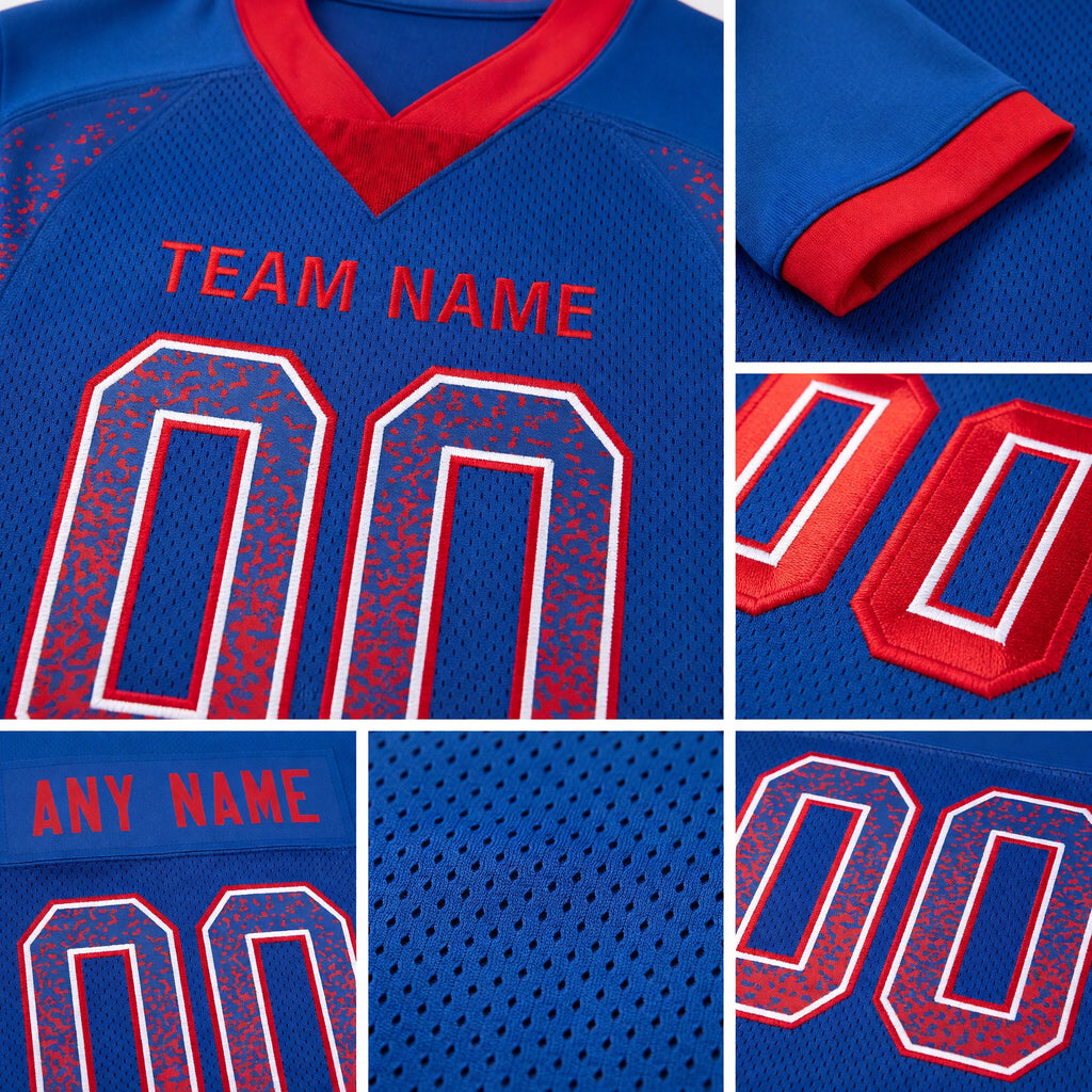 Custom Royal Red-White Drift Fashion Football Jersey detail
