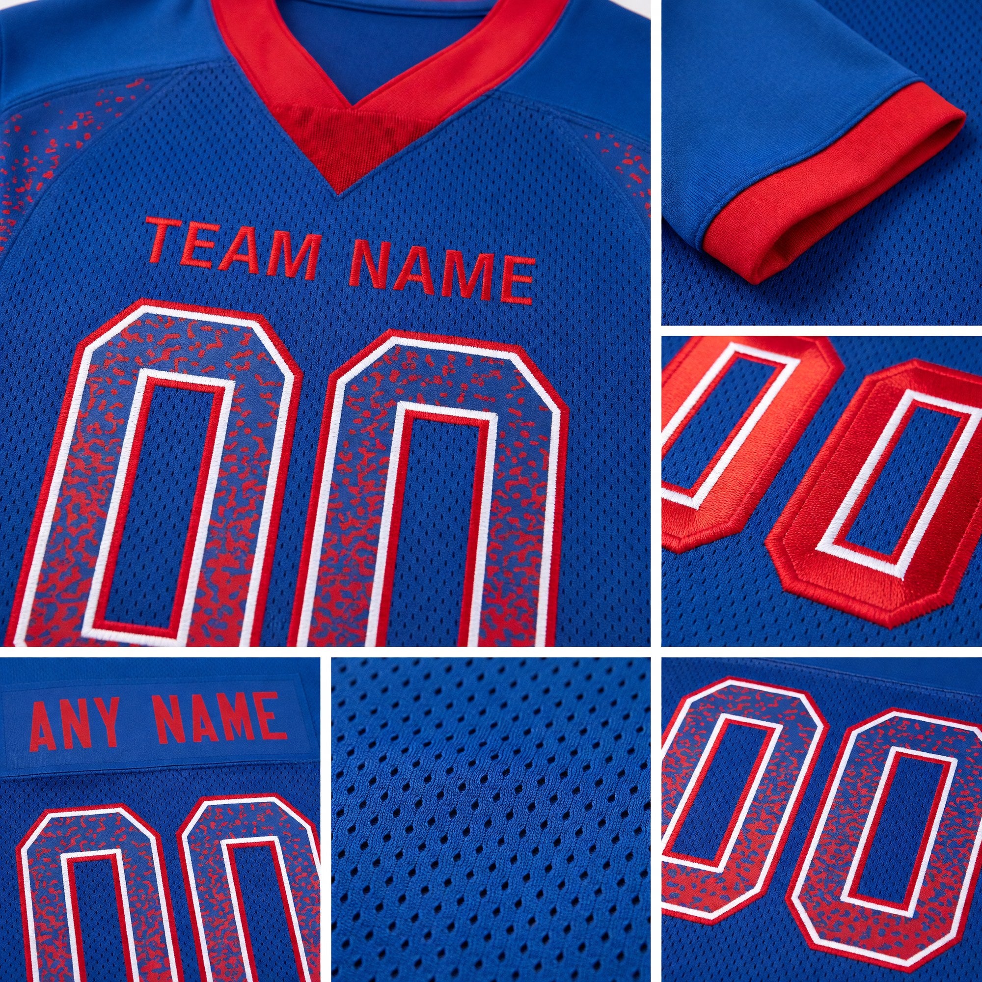 Custom Royal Red-White Drift Fashion Football Jersey detail