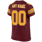Custom Burgundy Gold-White Mesh Authentic Football Jersey photo 3
