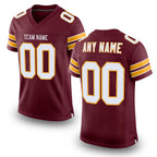 Custom Burgundy White-Gold Mesh Authentic Football Jersey