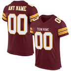 Custom Burgundy White-Gold Mesh Authentic Football Jersey photo 1