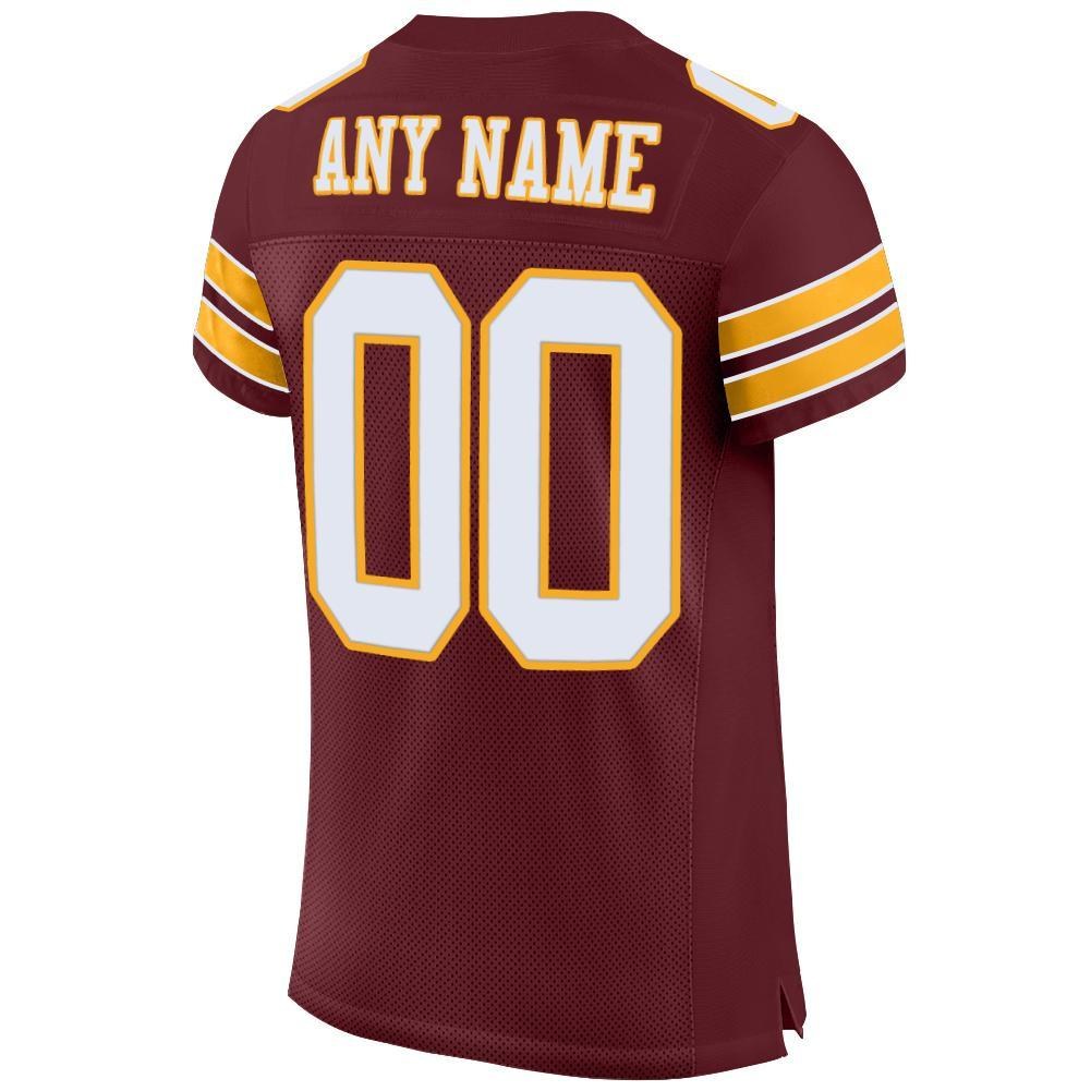 Custom Burgundy White-Gold Mesh Authentic Football Jersey photo 4