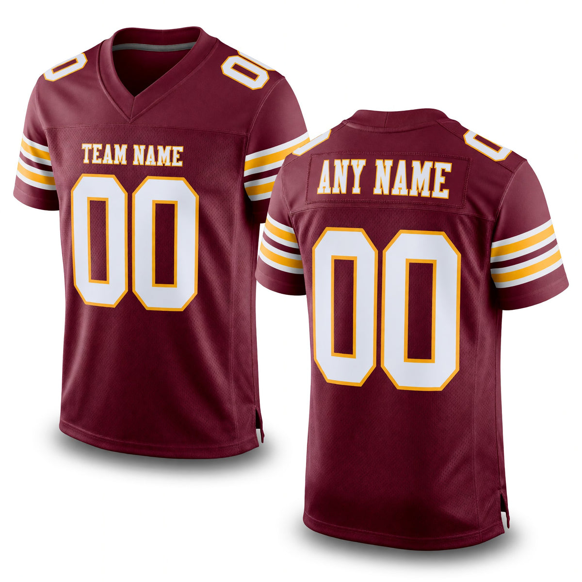 Custom Burgundy White-Old Gold Mesh Authentic Football Jersey