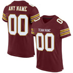 Custom Burgundy White-Old Gold Mesh Authentic Football Jersey photo 1