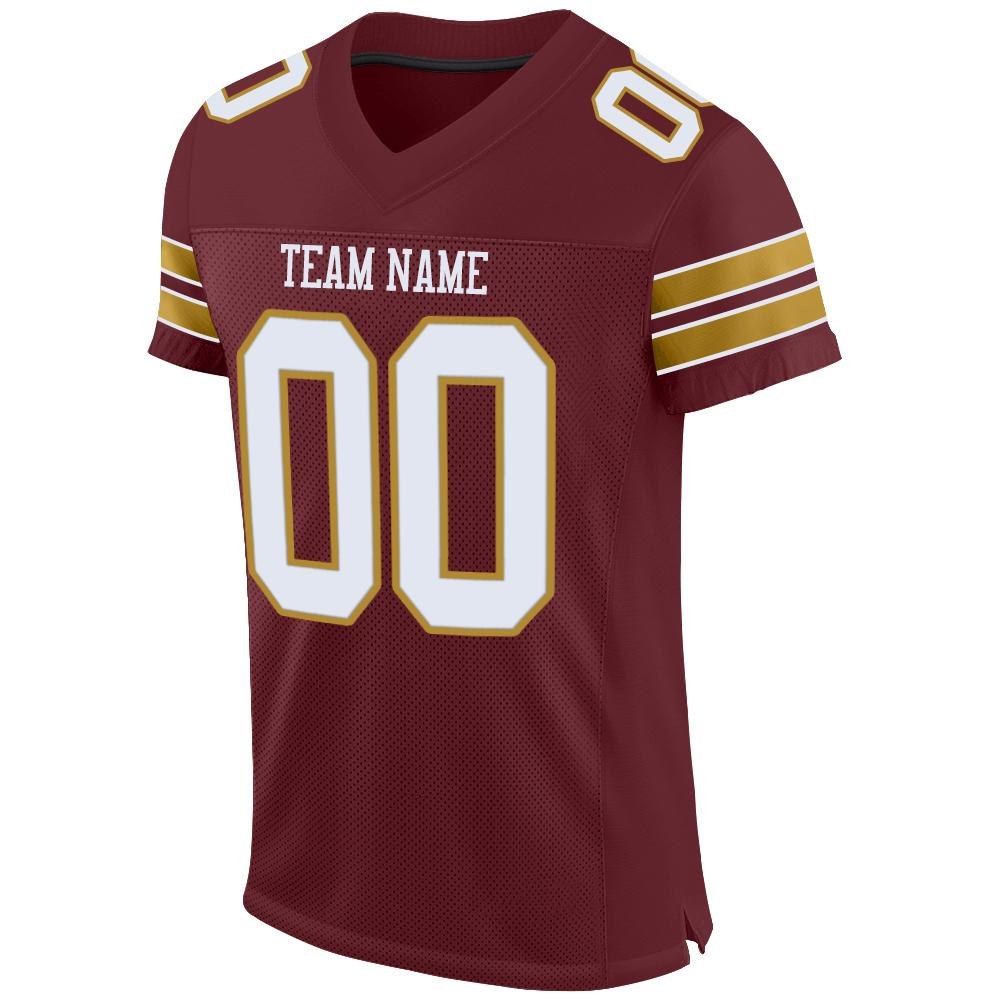 Custom Burgundy White-Old Gold Mesh Authentic Football Jersey photo 2