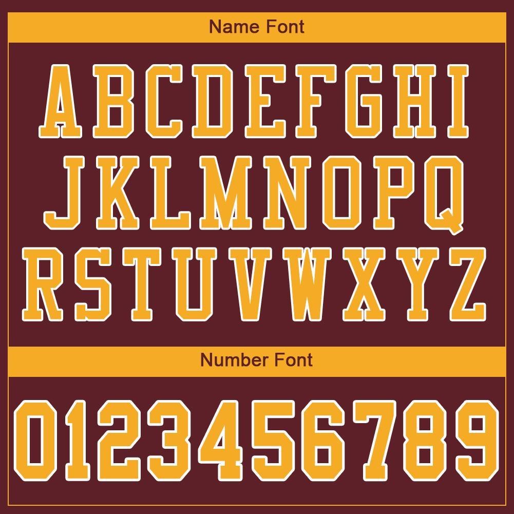 Custom Burgundy Gold-White Mesh Authentic Football Jersey photo 4