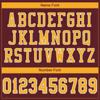 Custom Burgundy Gold-White Mesh Authentic Football Jersey photo 4