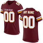 Custom Burgundy White-Gold Mesh Authentic Football Jersey