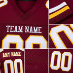 Custom Burgundy White-Gold Mesh Authentic Football Jersey detail
