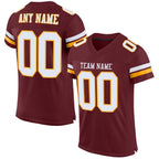 Custom Burgundy White-Gold Mesh Authentic Football Jersey photo 1