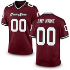 Custom Burgundy White-Black Mesh Authentic Throwback Football Jersey