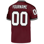 Custom Burgundy White-Black Mesh Authentic Throwback Football Jersey photo 3