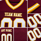 Custom Burgundy White-Gold Mesh Authentic Throwback Football Jersey detail